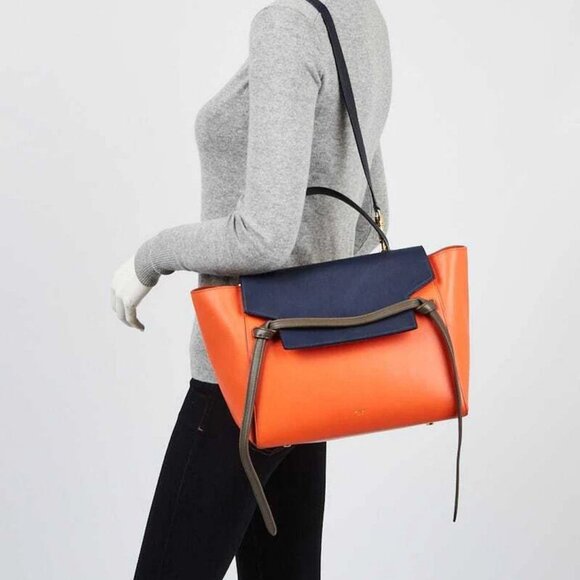 Celine Tri-Color Orange Smooth Calfskin Leather Mini Belt Bag - Picture 2 of 12
